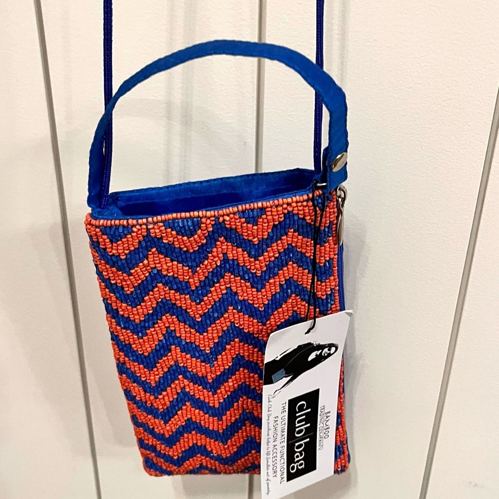 Bamboo Trading Company Orange And Blue Zig Zag Design Crossbody